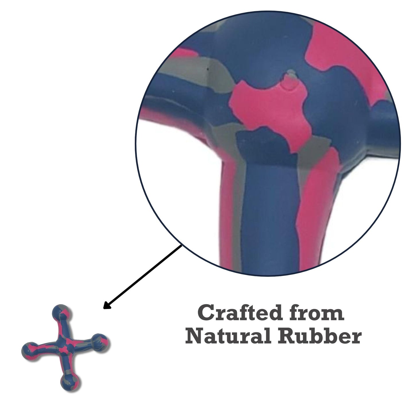 Dog Treats Natural Rubber Jack Toy Durable Non-Toxic Chew - close up product image for dog treats