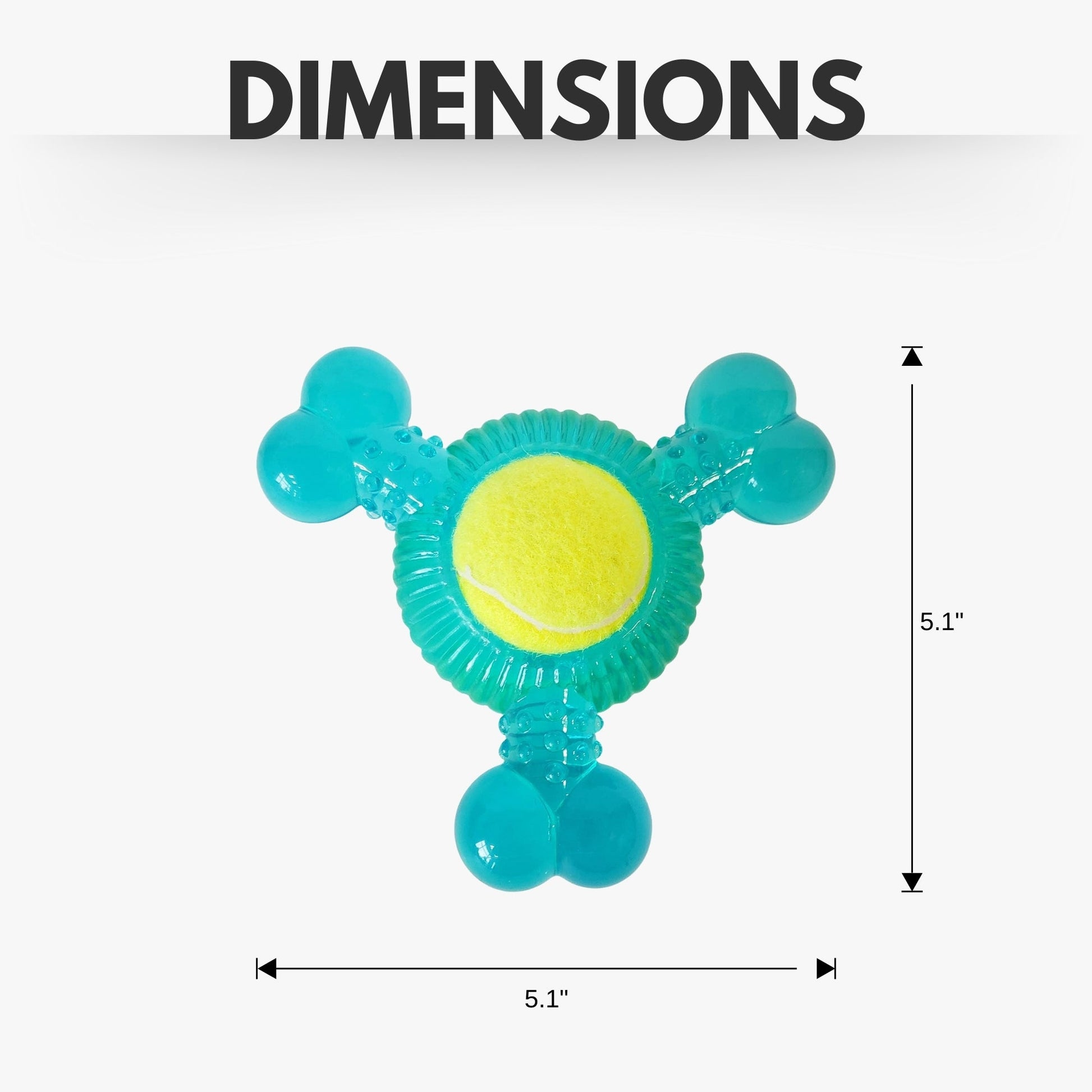 Dog Treats 3-Bone TPR Chew Toy with Squeaker Tennis Ball - lifestyle product image for dog treats
