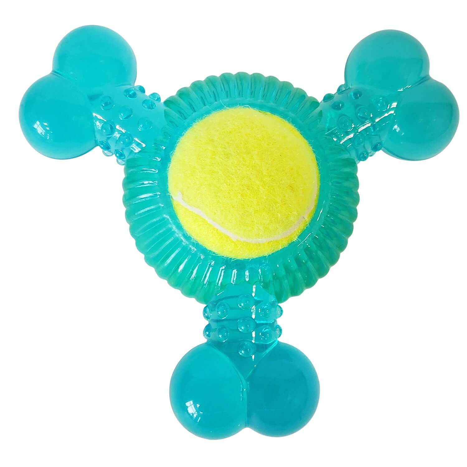 Dog Treats 3-Bone TPR Chew Toy with Squeaker Tennis Ball - main product image for dog treats