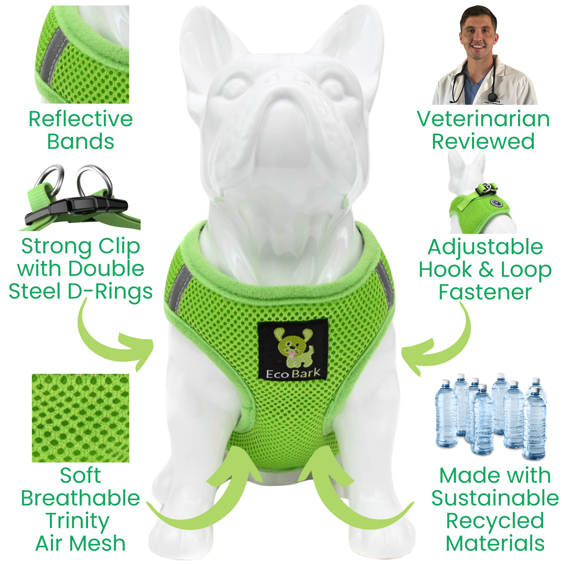 Dog Harness EcoBark Step In Harness XXXS to Small Breeds- - close up product image for dog harness