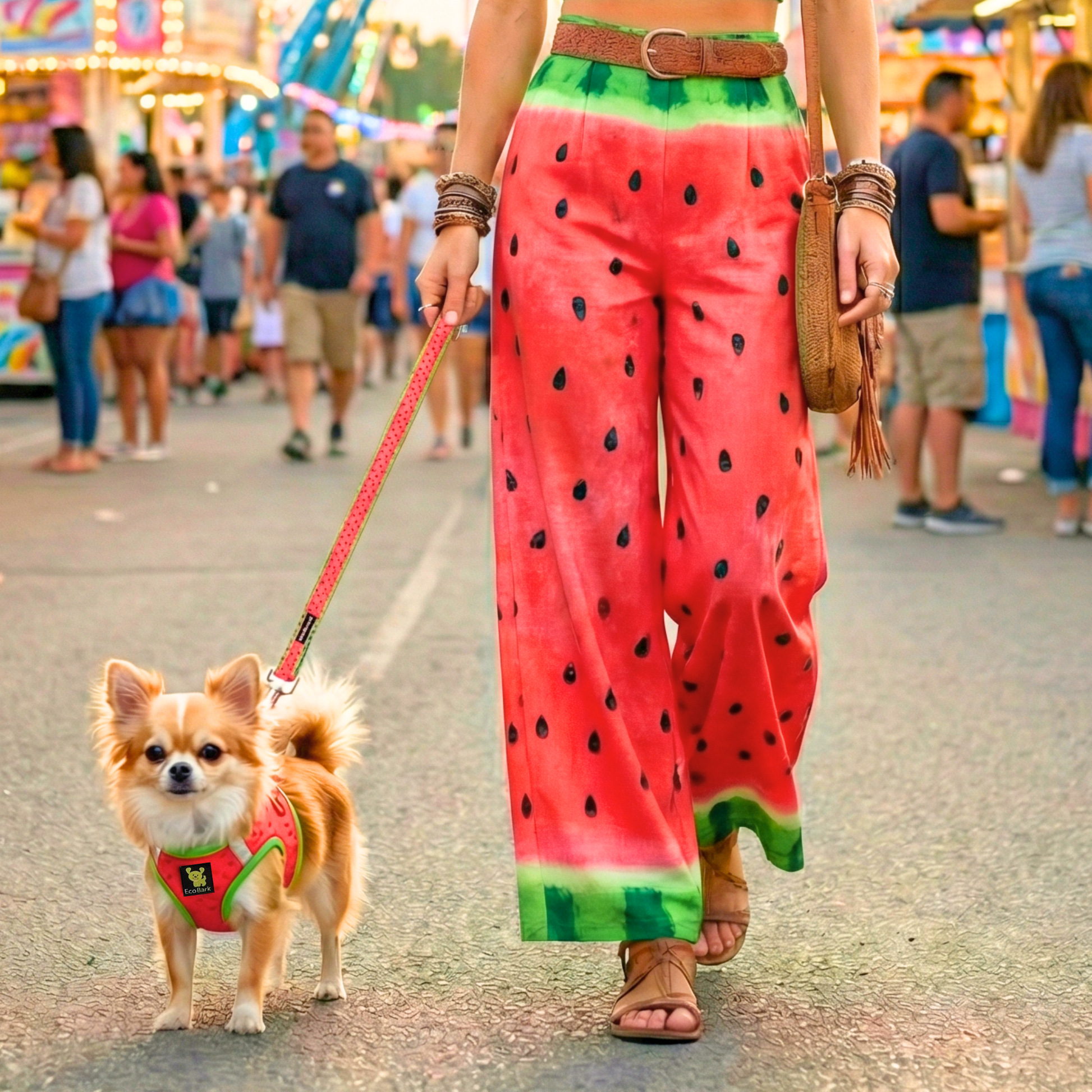 Dog Leash EcoBark Watermelon Leash- Padded Comfort Grip - size and texture image for dog leash