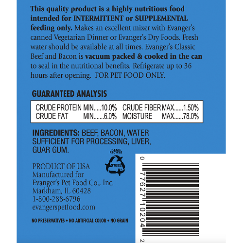 Evangers All Life Stages Classic Beef Bacon Wet Dog Food 12 - detail view