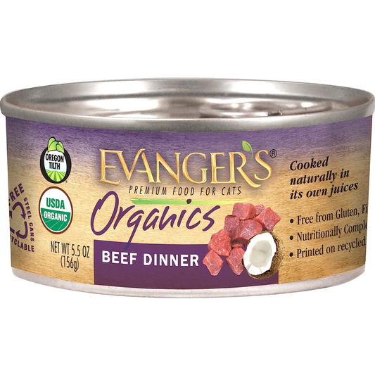 Evangers Organics Beef Dinner Cat Cans 5 5Oz Wet Cat Food - main product image
