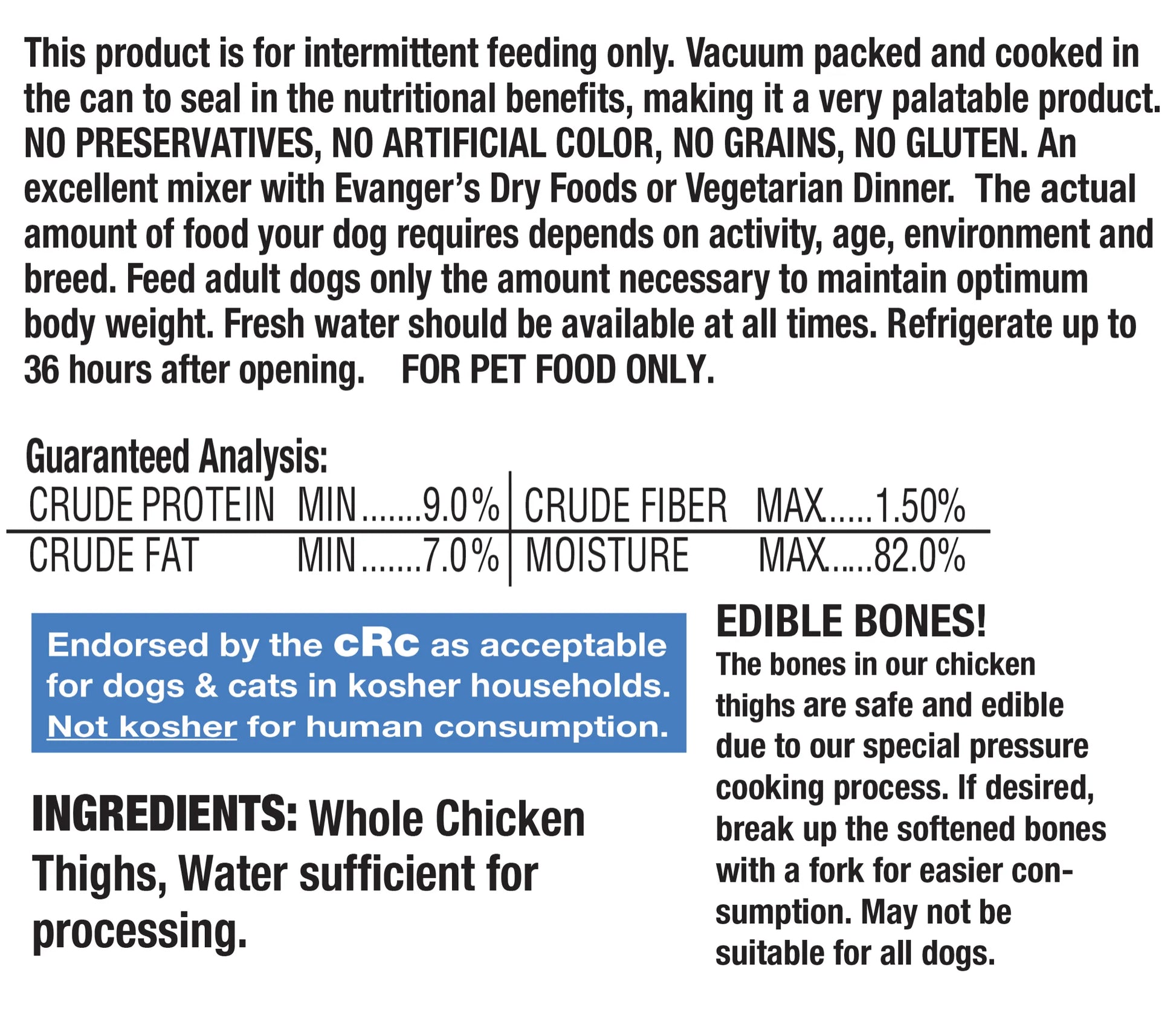 Evangers All Life Stages Whole Chicken Thighs Wet Dog Can - detail view