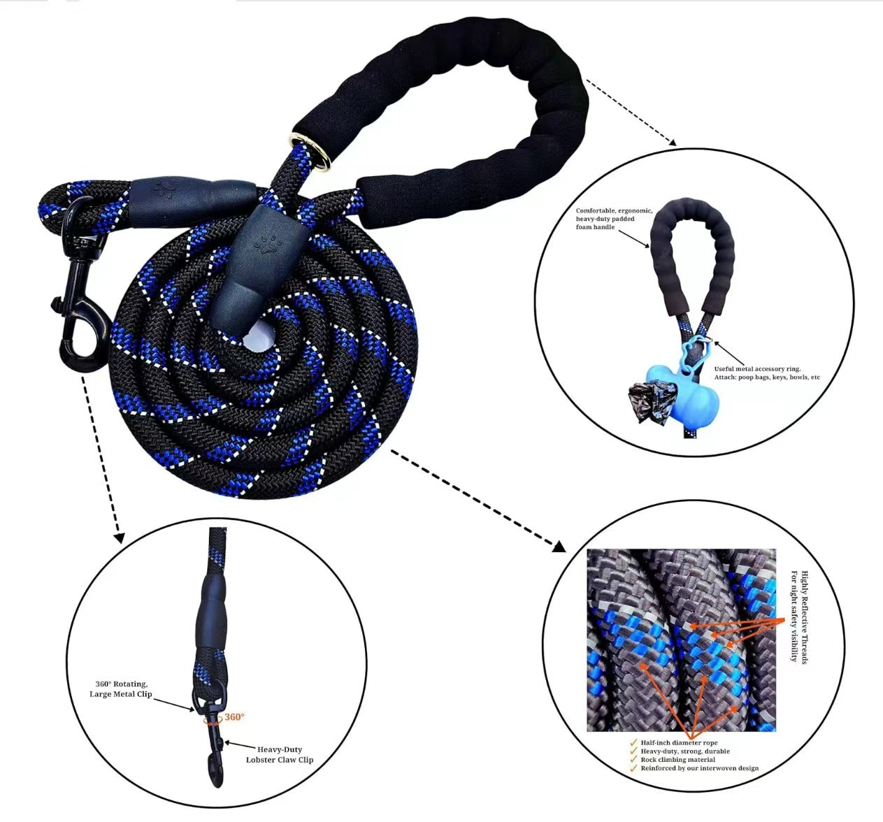 Mr. Peanut's Basics Rope Leash - Hand Made in the USA - gallery image 6