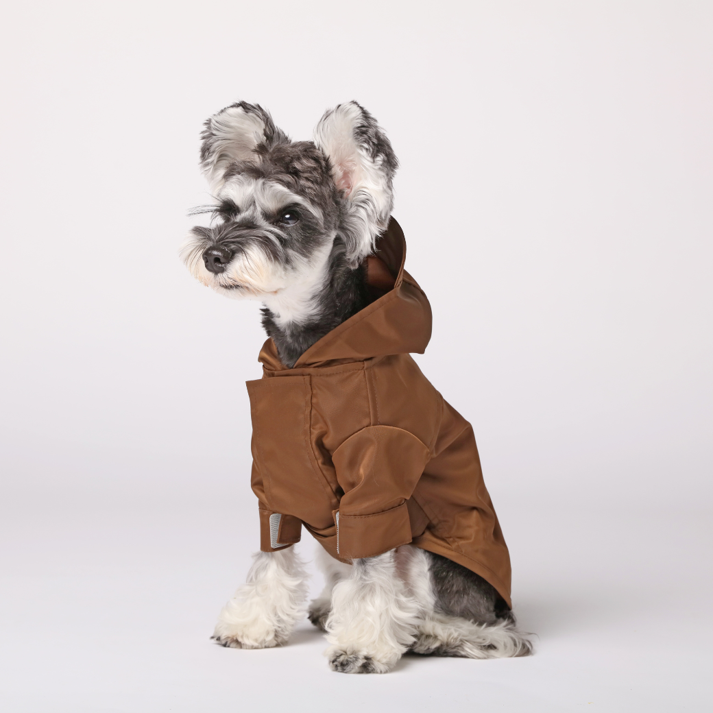 Tribeca Adjustable Velcro Raincoat Choco Dog Apparel Premium - close up view