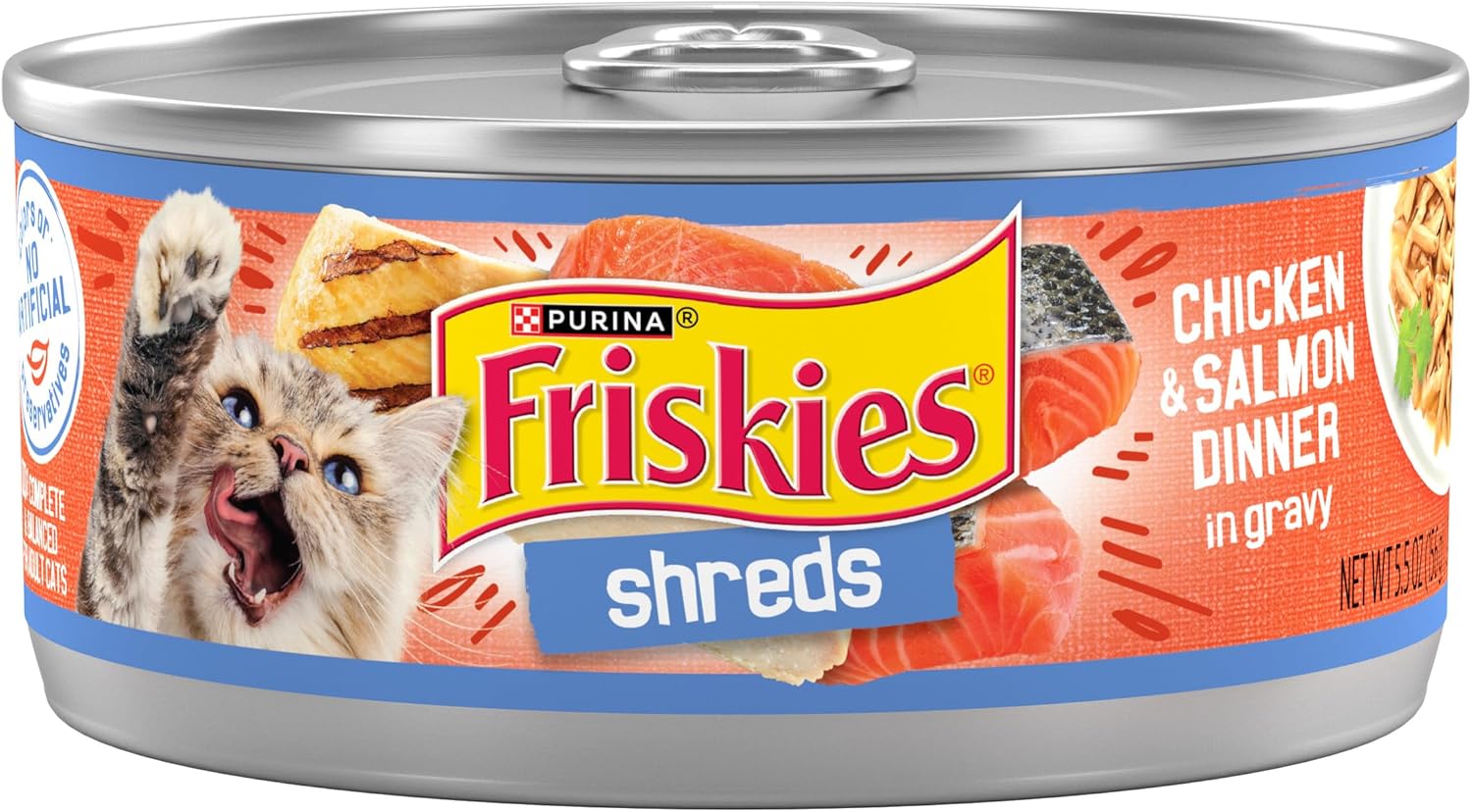 Friskies Shreds Chicken Salmon In Gravy Wet Cat Food 5 5Oz - main product image