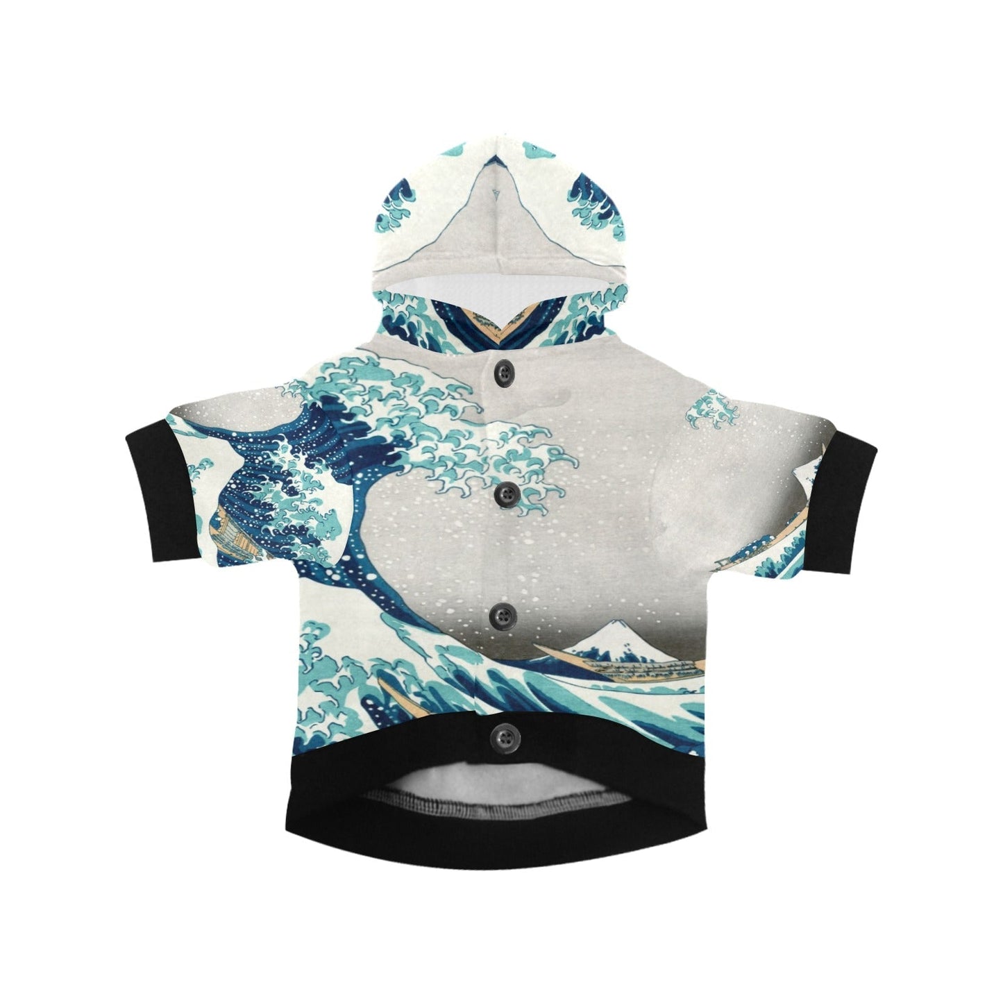 Pet Apparel Hokusai Great Wave Off Kanagawa Button Hoodie main product image for dogs and cats