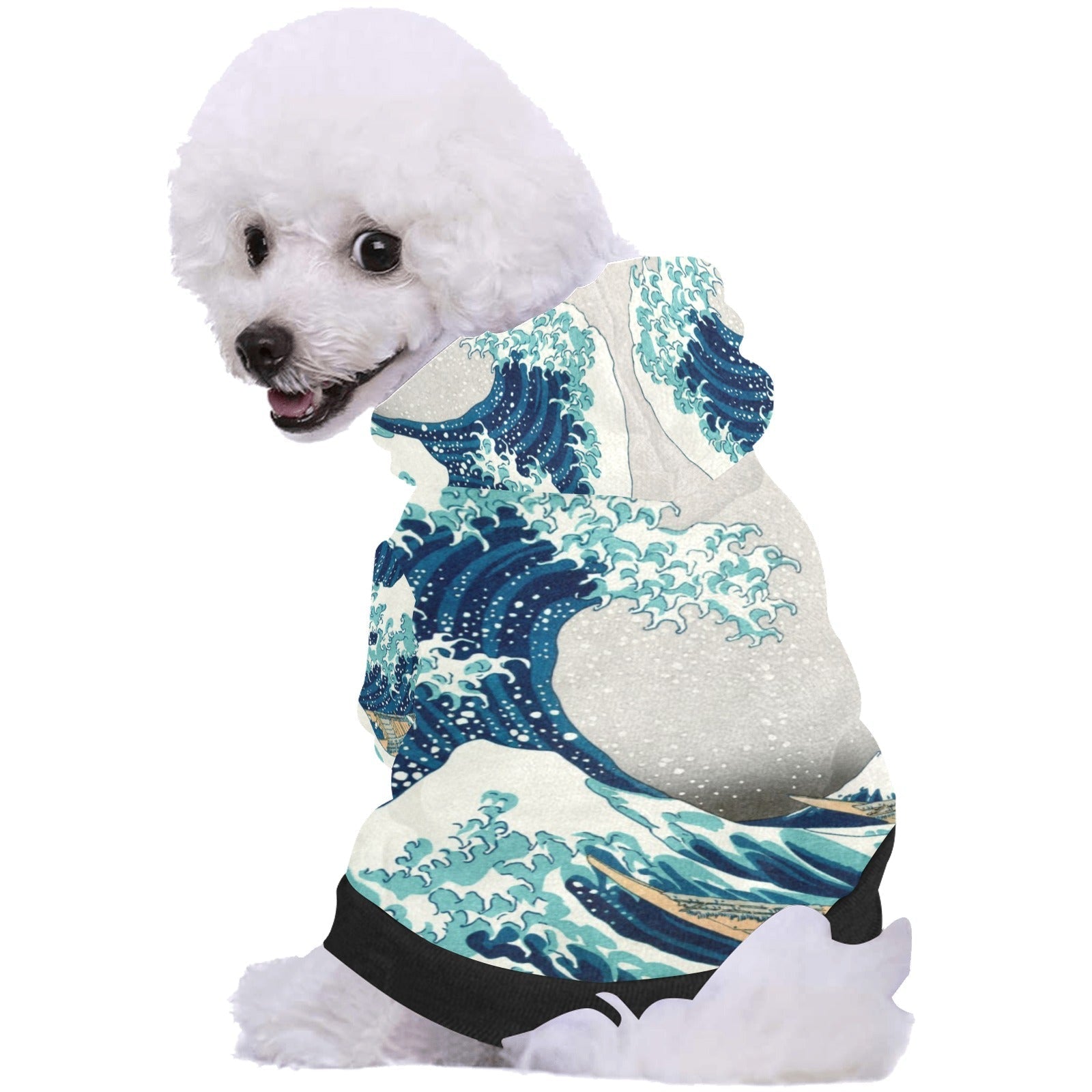 Pet Apparel Hokusai Great Wave Off Kanagawa Button Hoodie main product image for dogs and cats