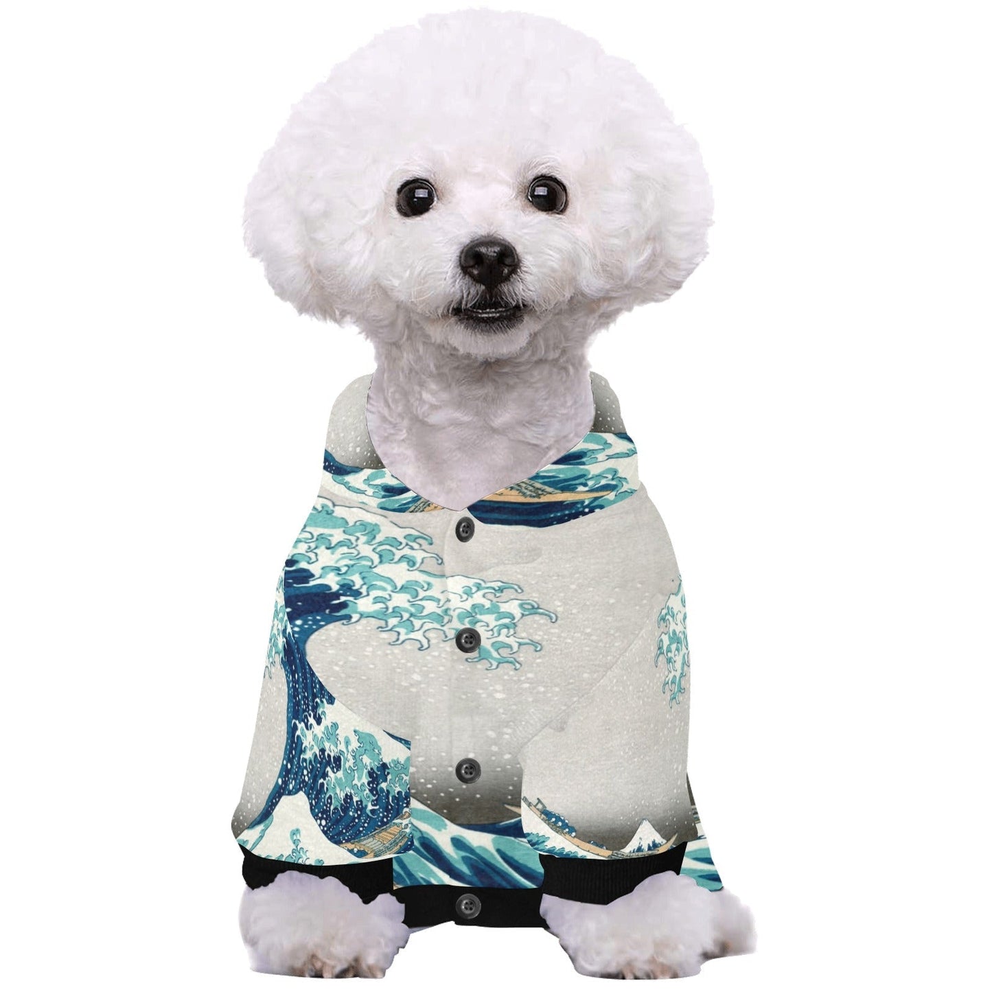 Pet Apparel Hokusai Great Wave Off Kanagawa Button Hoodie main product image for dogs and cats