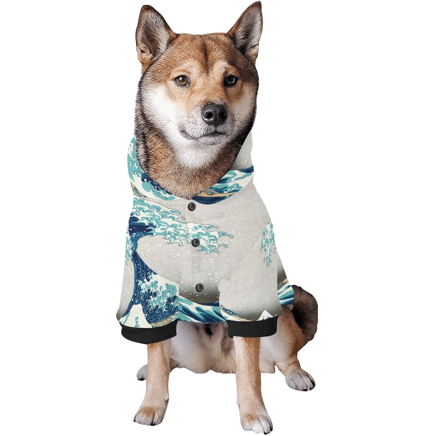 Pet Apparel Hokusai Great Wave Off Kanagawa Button Hoodie main product image for dogs and cats