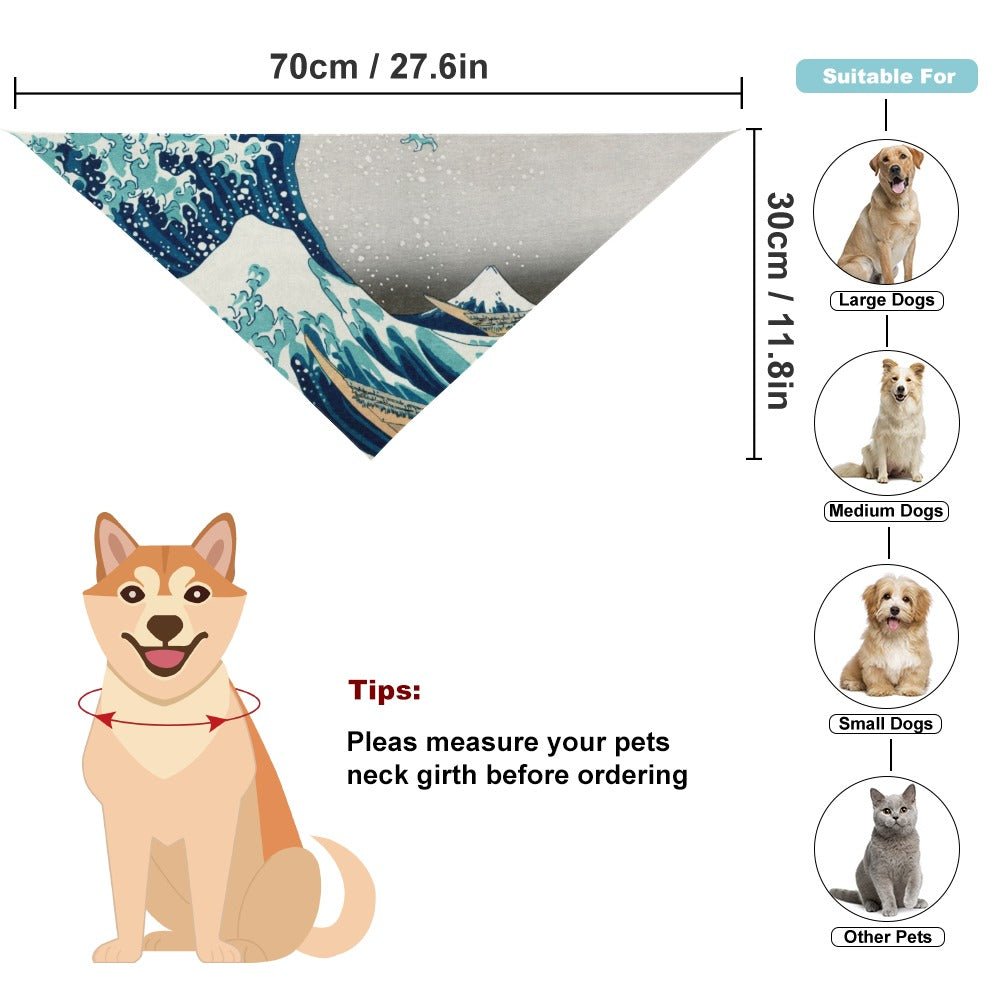 Pet Supply Hokusai Great Wave Off Kanagawa Scarf for Comfort main product image for dogs and cats