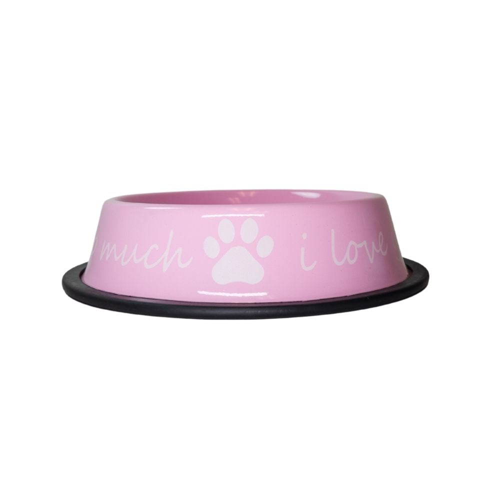 Dog Feeder LOVE YOU SO MUCH Modern Stainless Steel Bowl - detail product image for dog feeder