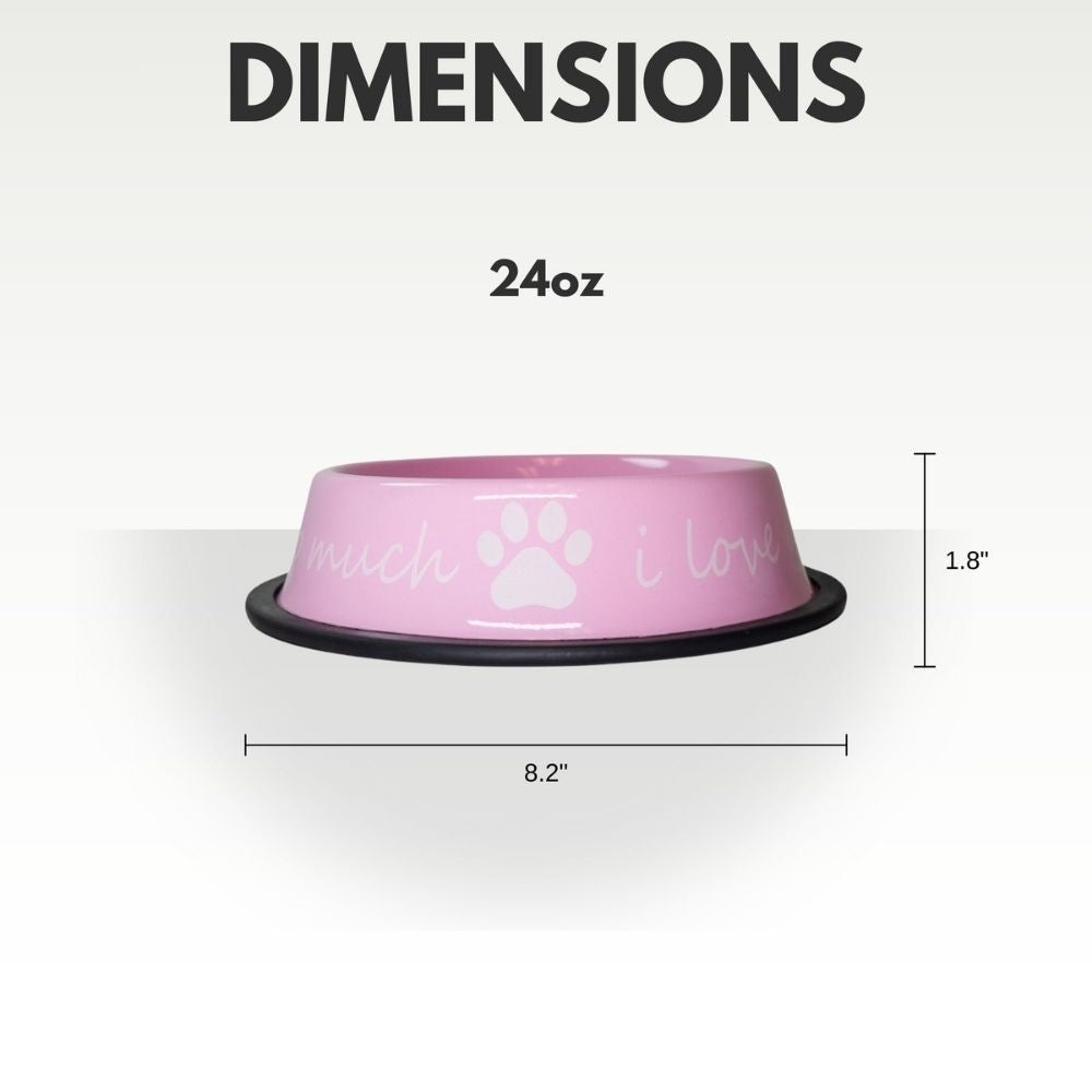 Dog Feeder LOVE YOU SO MUCH Modern Stainless Steel Bowl - close up product image for dog feeder