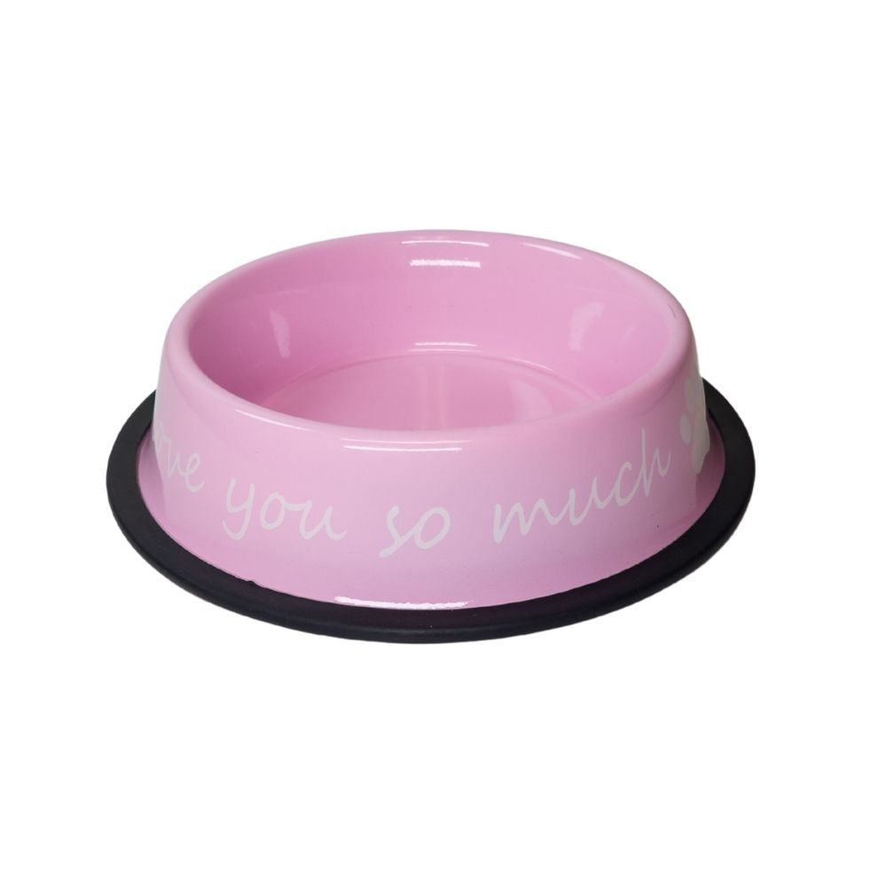 Dog Feeder LOVE YOU SO MUCH Modern Stainless Steel Bowl - main product image for dog feeder