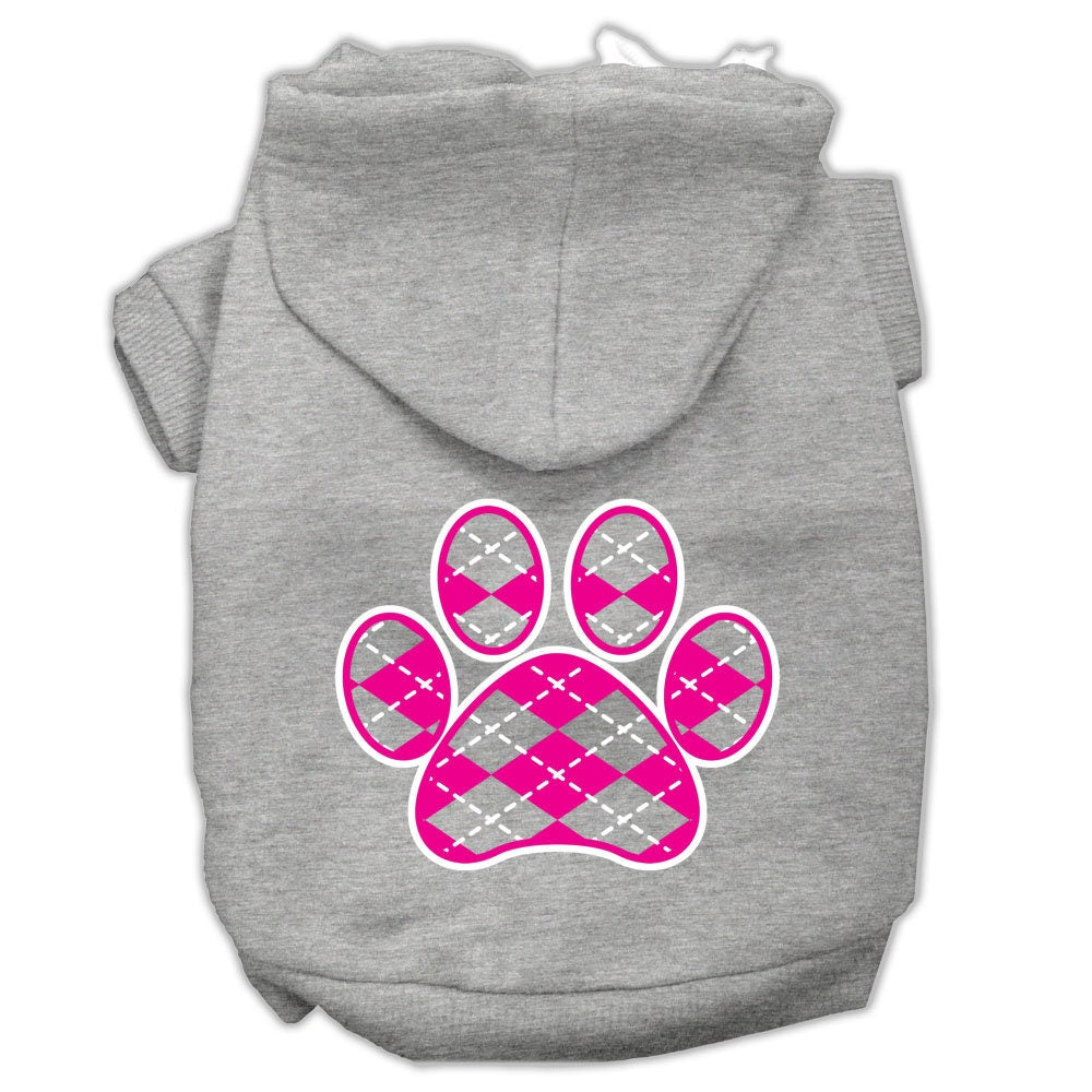 Dog Hoodie Pink Argyle Paw for Royal Style and Ease for - close up view