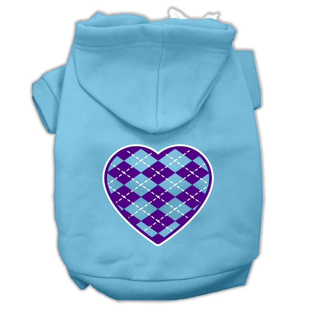 Dog Hoodie Purple Argyle Heart for Royal Style Comfort Fit - lifestyle view