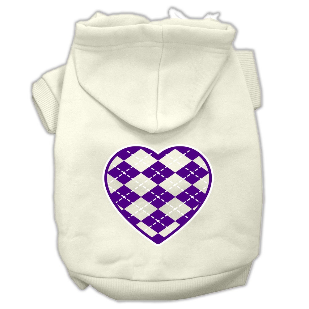 Dog Hoodie Purple Argyle Heart for Royal Style Comfort Fit - gallery image 6