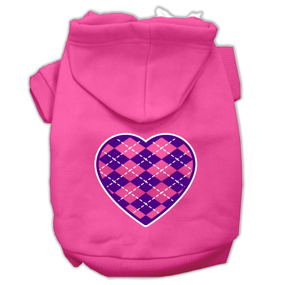 Dog Hoodie Purple Argyle Heart for Royal Style Comfort Fit - gallery image 5
