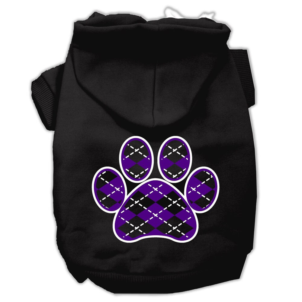 Dog Hoodie Purple Argyle Paw for Royal Style and Ease for - lifestyle view