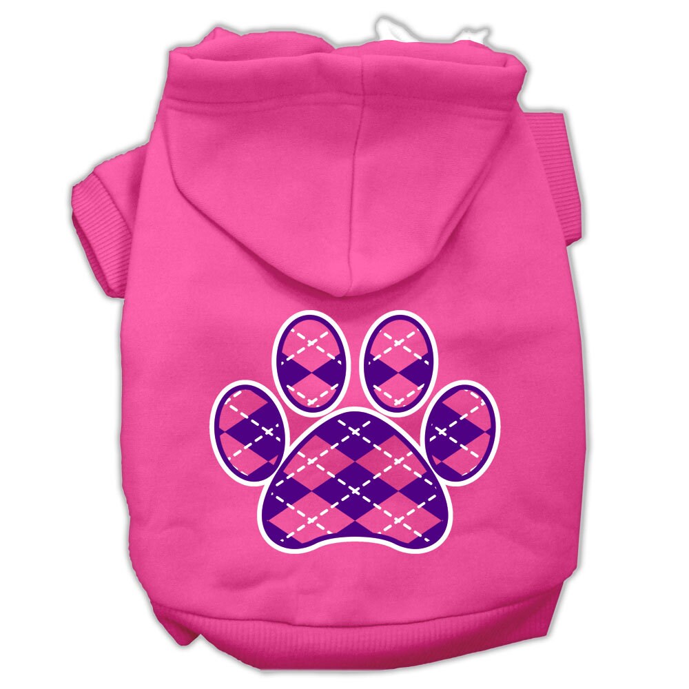 Dog Hoodie Purple Argyle Paw for Royal Style and Ease for - close up view