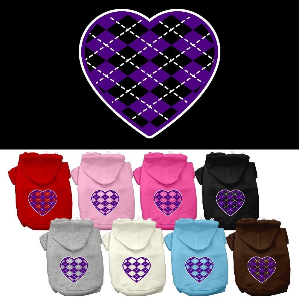 Dog Hoodie Purple Argyle Heart for Royal Style Comfort Fit - main product image