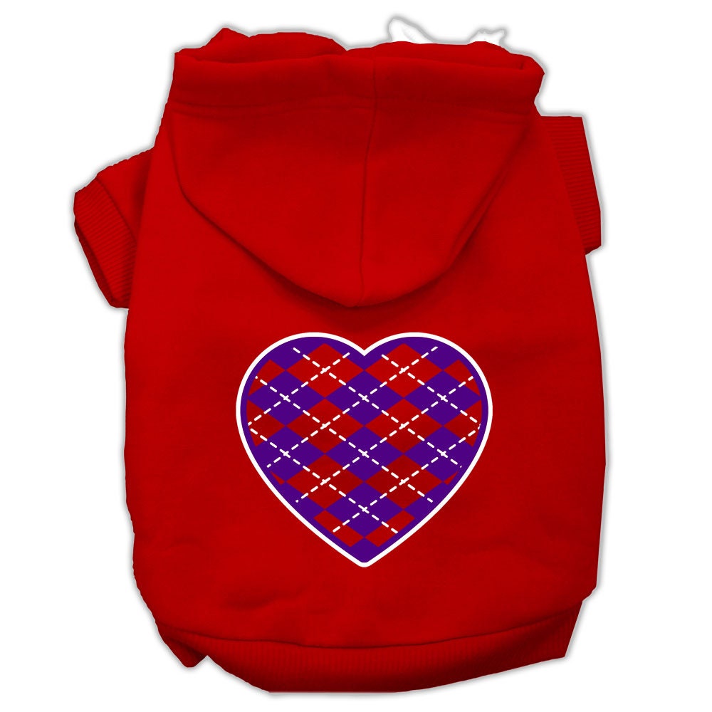 Dog Hoodie Purple Argyle Heart for Royal Style Comfort Fit - gallery image 8