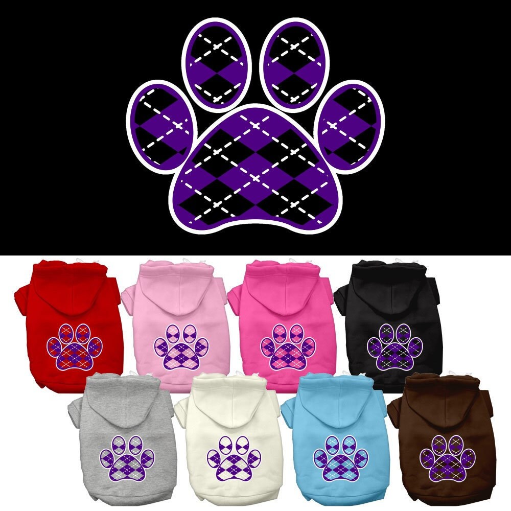 Dog Hoodie Purple Argyle Paw for Royal Style and Ease for - main product image