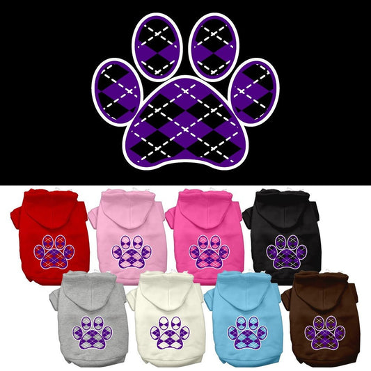 Dog Hoodie Purple Argyle Paw for Royal Style and Ease for - main product image