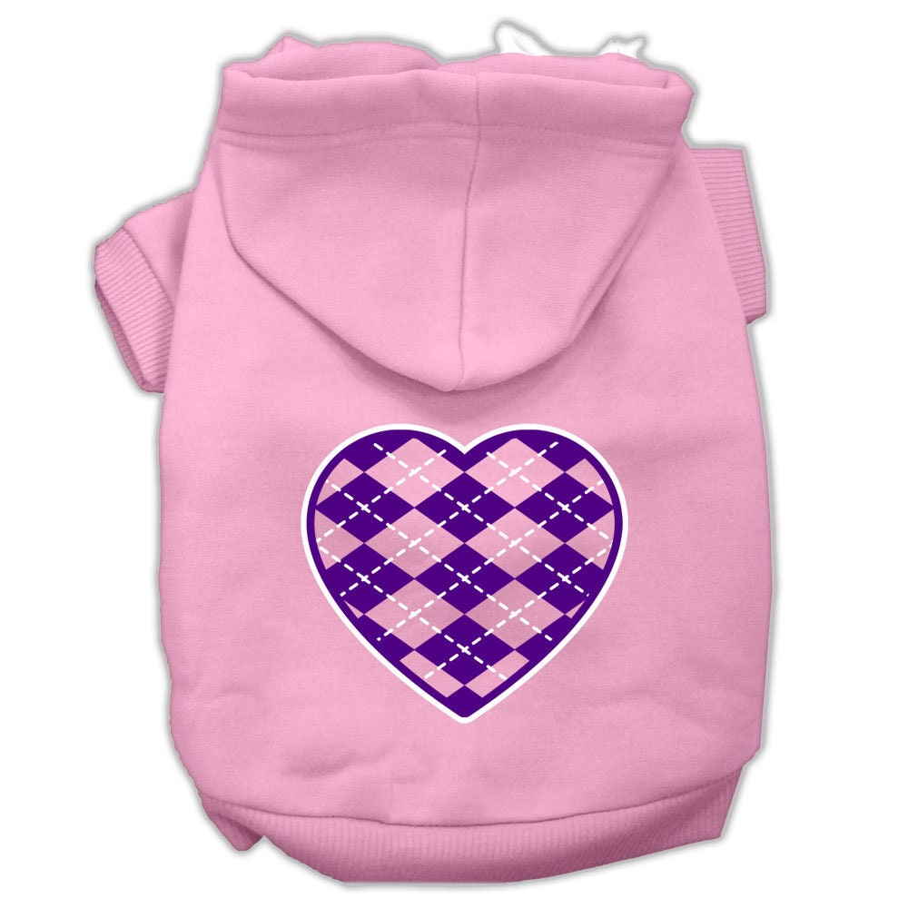 Dog Hoodie Purple Argyle Heart for Royal Style Comfort Fit - gallery image 10
