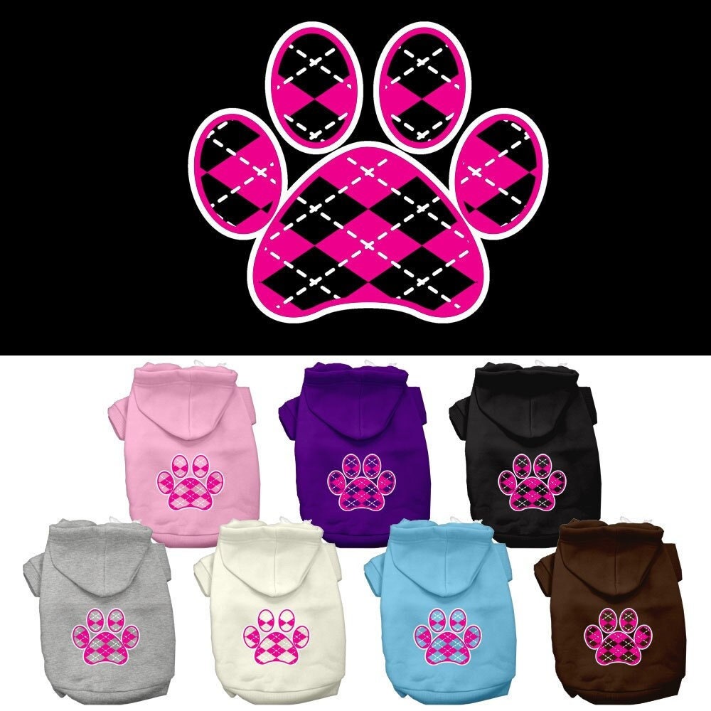 Dog Hoodie Pink Argyle Paw for Royal Style and Ease for - main product image