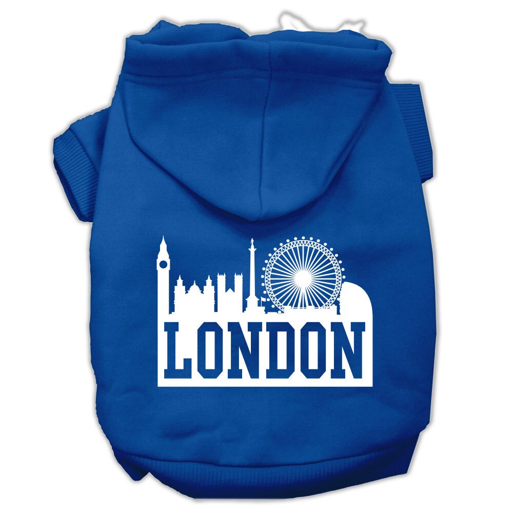 Dog Hoodie London Skyline for Royal Style and Comfort Wear - close up view