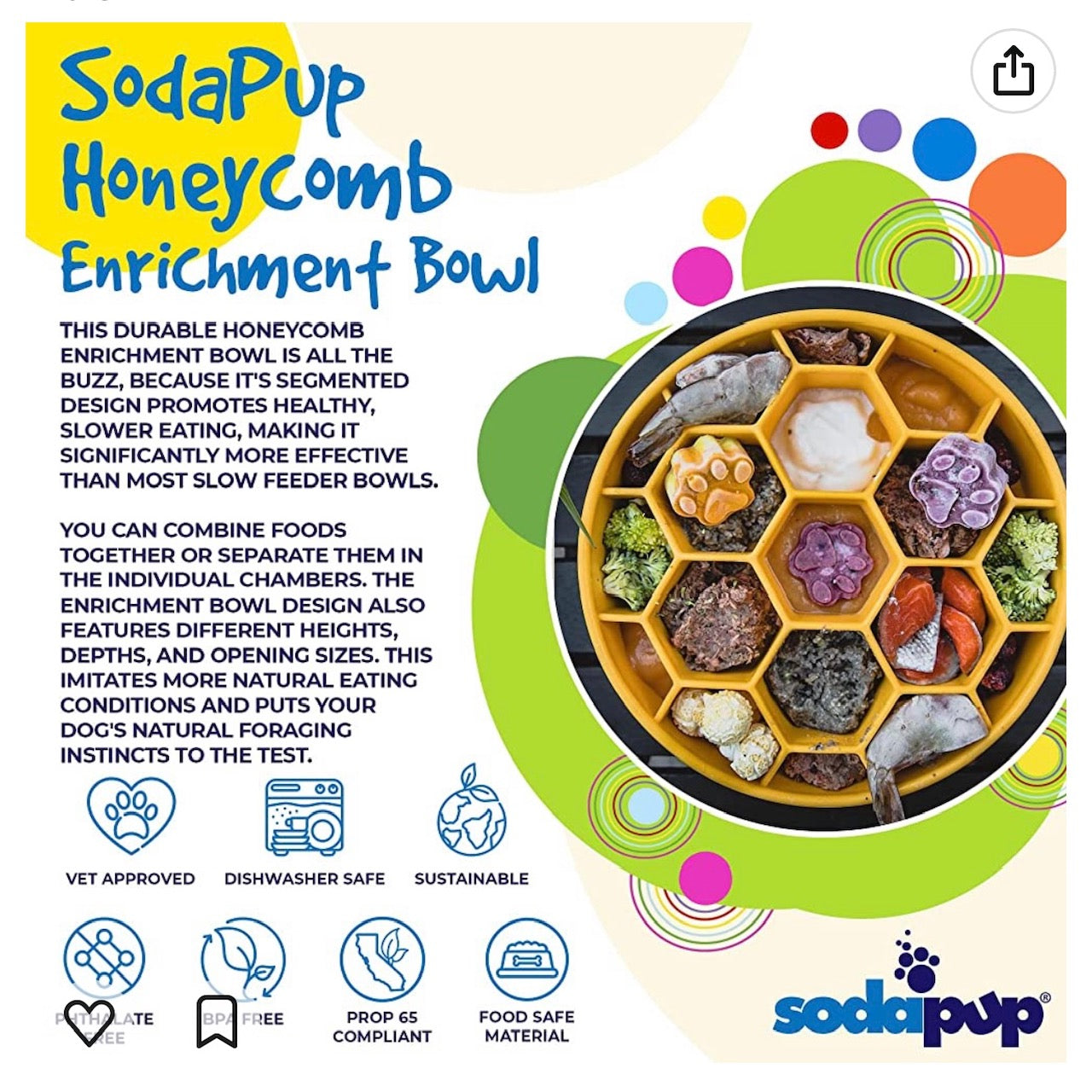 Honeycomb Ebowl Deep Slow Feeder Dog Bowl For Enrichment USA - lifestyle view