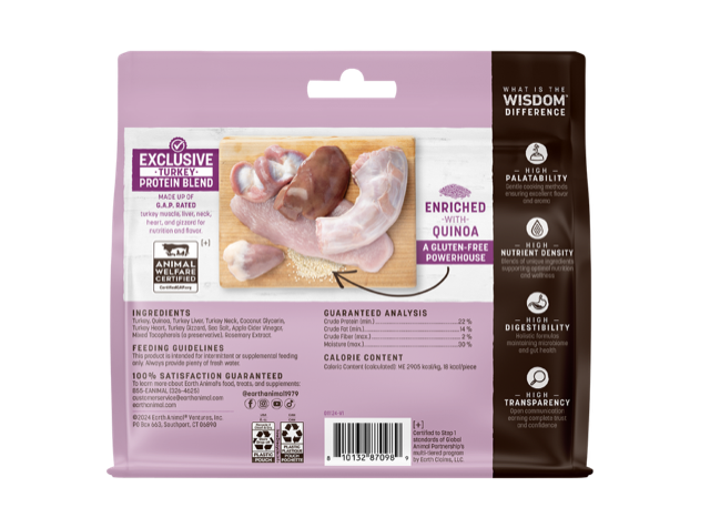 Earth Animal Wisdom Air Dried Turkey Jerky Dog Treats (4oz) - detail view