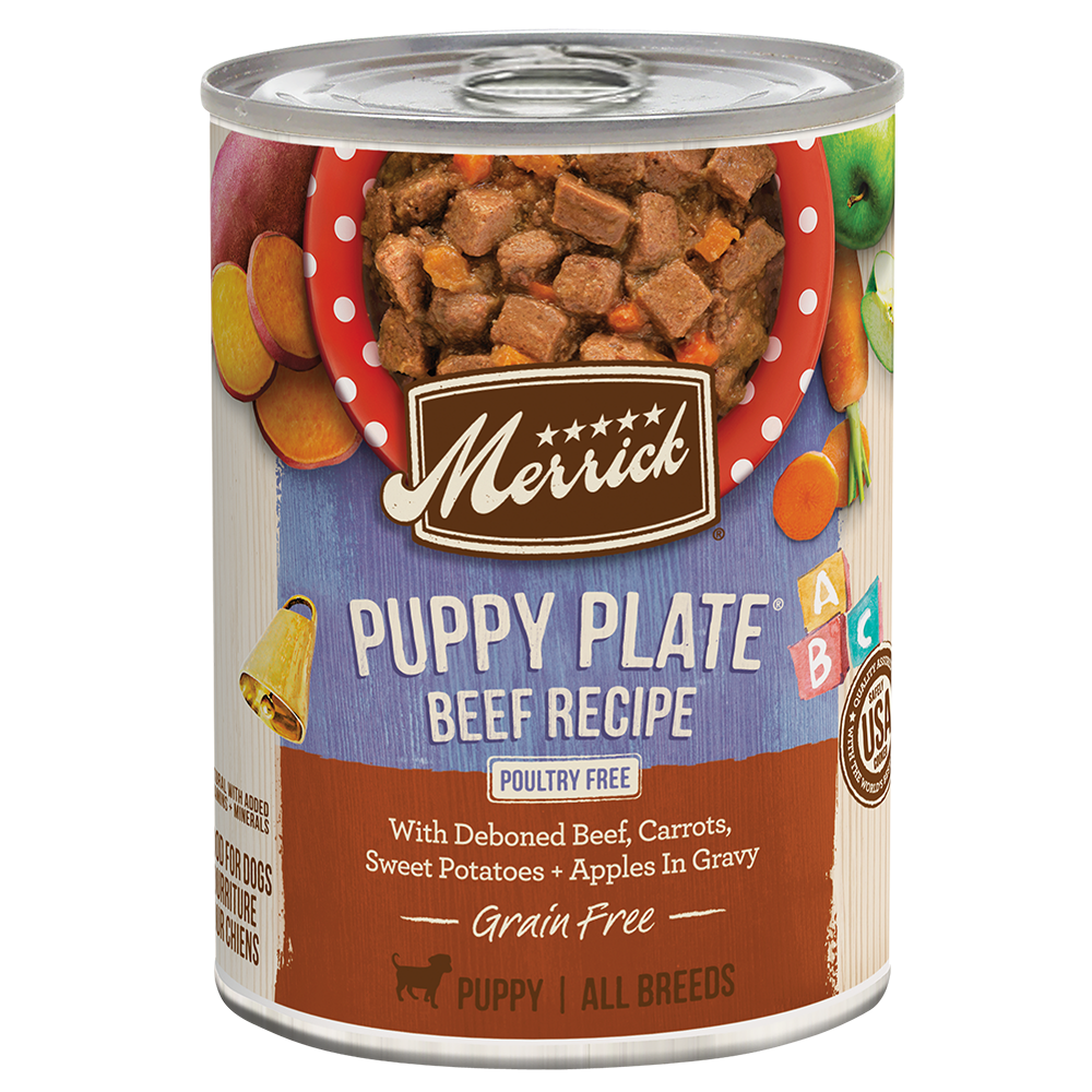 Merrick Grain Free Puppy Plate Beef Wet Dog Food (12.7oz) - detail view