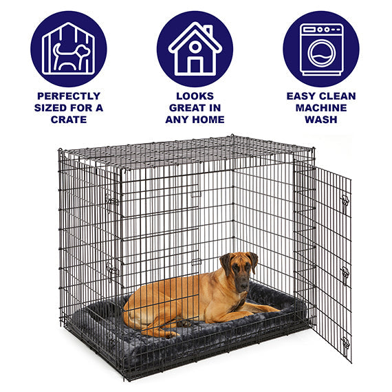 Midwest Quiettime Sheepskin Pet Bed Gray 48X30 Washable Pet - main product image