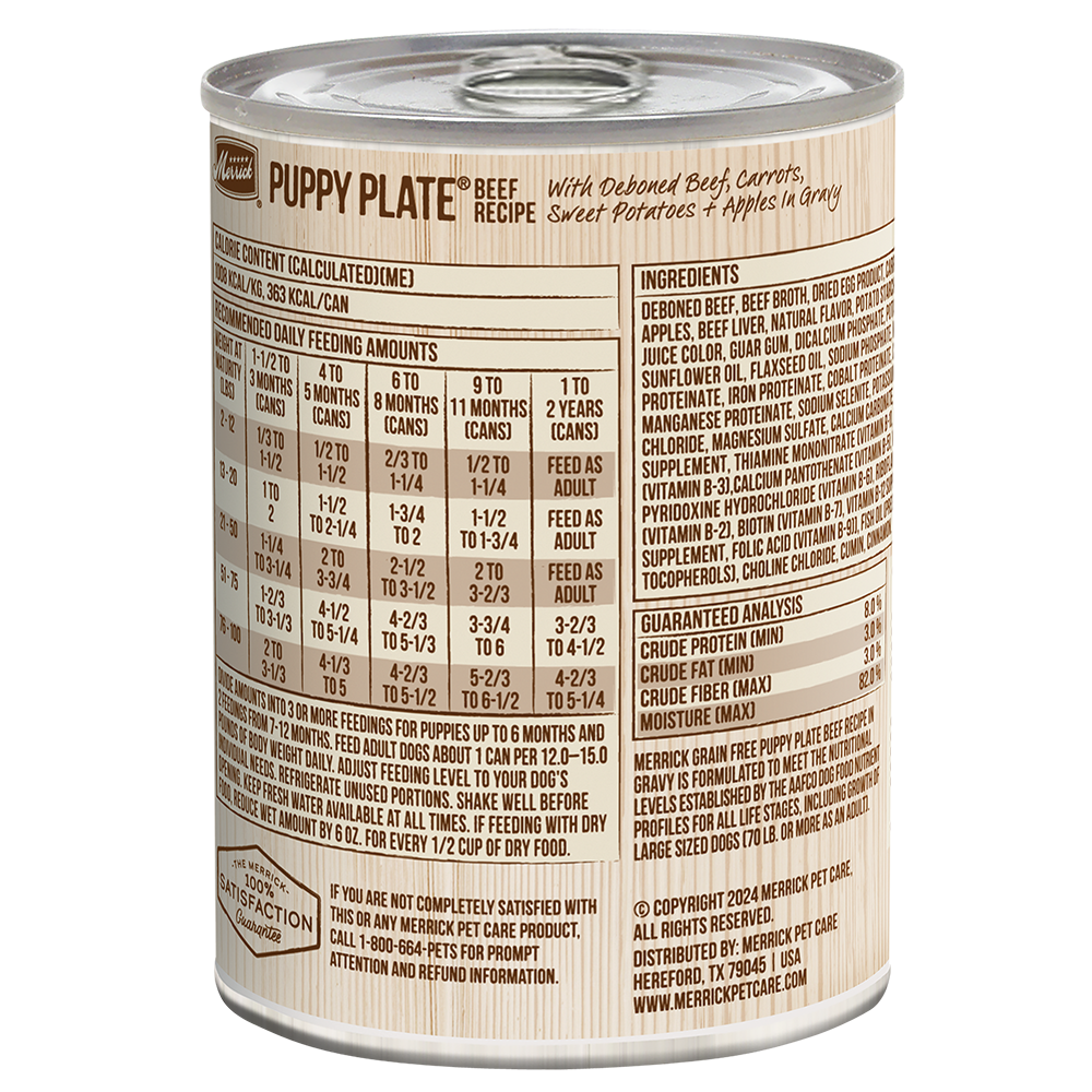 Merrick Grain Free Puppy Plate Beef Wet Dog Food (12.7oz) - lifestyle view
