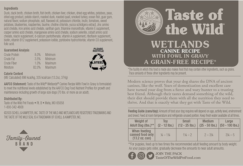 Taste of the Wild Adult Wetland Fowl Canine Food (13.2oz) - detail view
