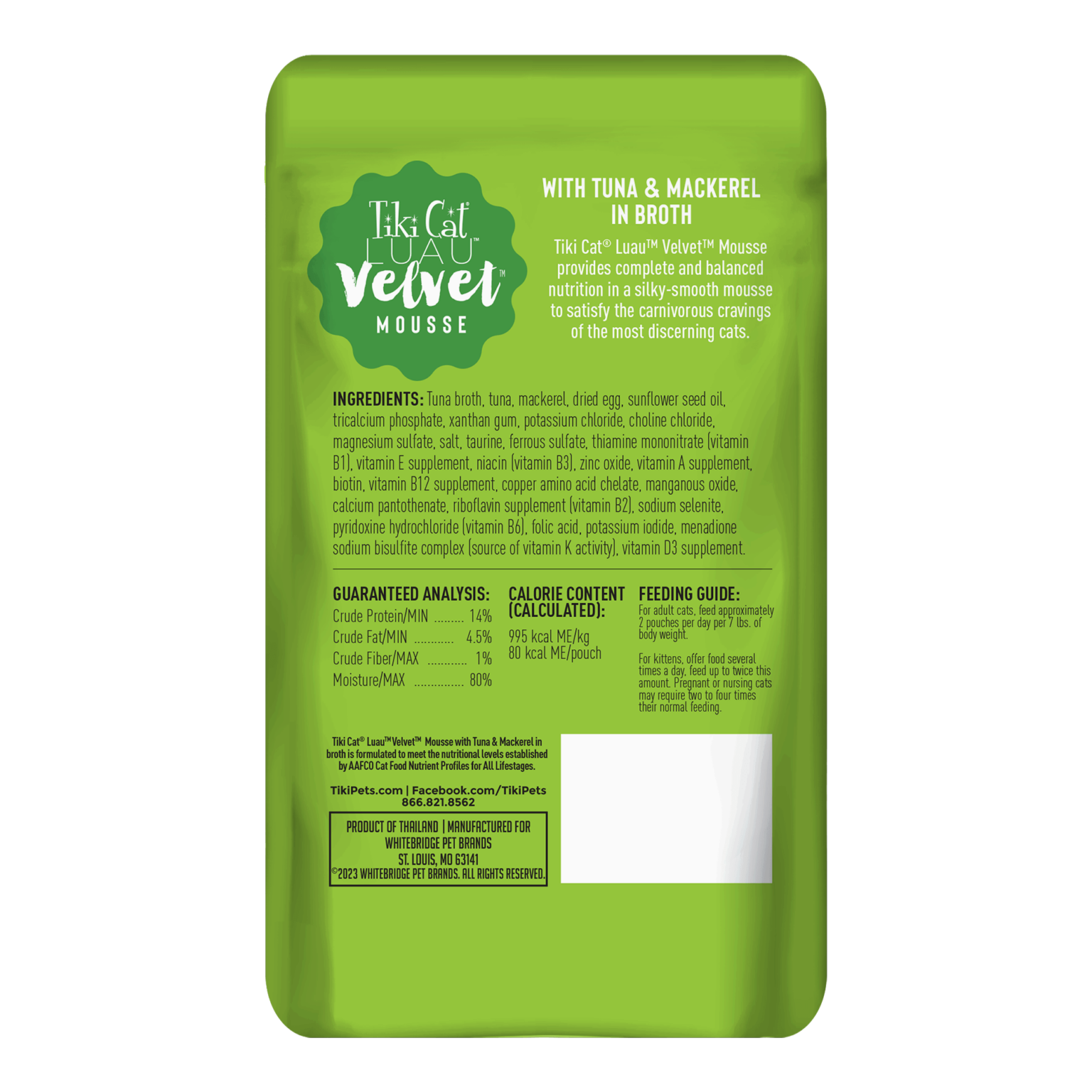 Tikicat Adult Velvet Mousse Tuna And Mackerel 2 8Oz Wet Cat - detail view