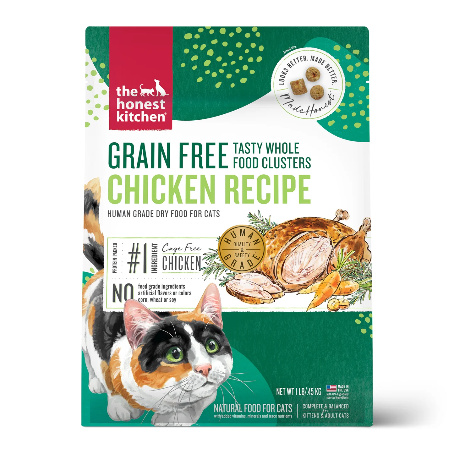 Honest Kitchen Grain Free Clusters Chicken Dry Cat Food 1Lb - main product image