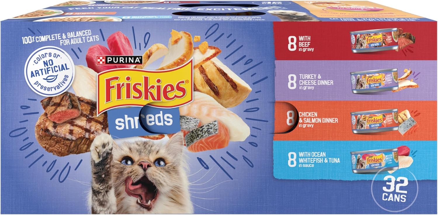 Friskies Shreds Variety Pack 32Ct Of 5 5Oz Cans Wet Cat Food - main product image