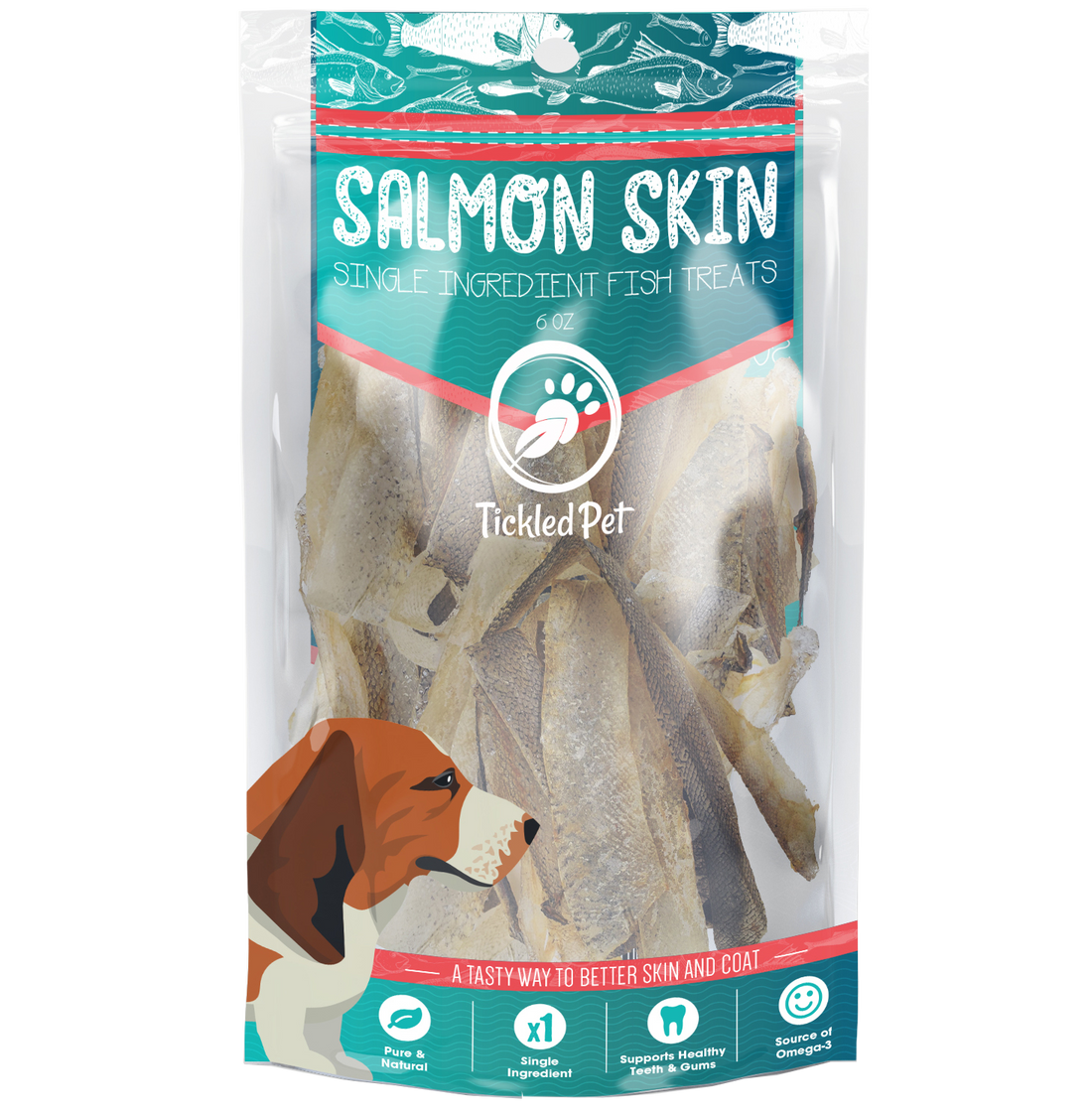 Tickled Pet Salmon Skins Flat Dog Treats 6Oz Dog Treats - main product image