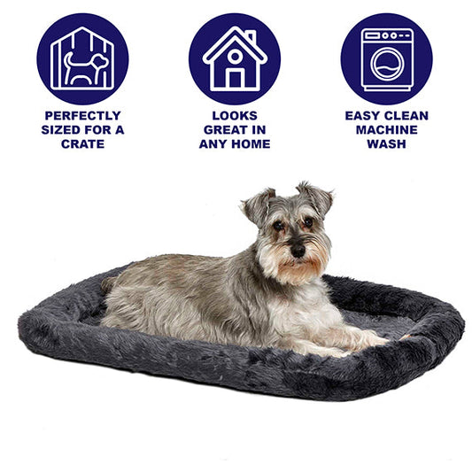 Midwest Quiettime Sheepskin Pet Bed Gray 30X21 Washable Pet - main product image