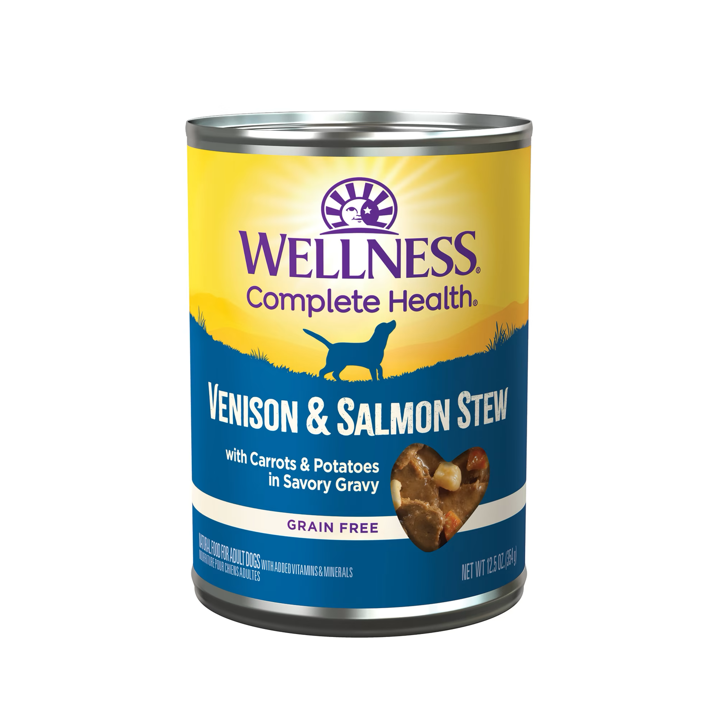 Wellness Adult Venison and Salmon Stew Wet Dog Food (12.5oz) - main product image