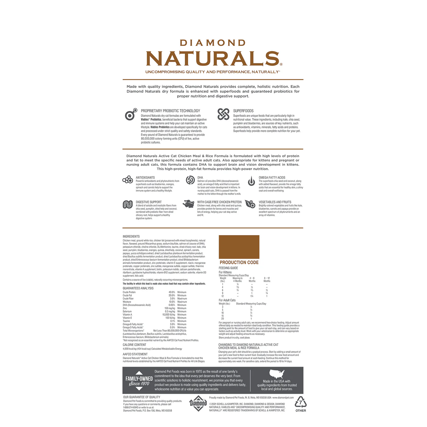 Diamond Naturals Active Cat Chicken & Rice Dry Cat Food - detail view