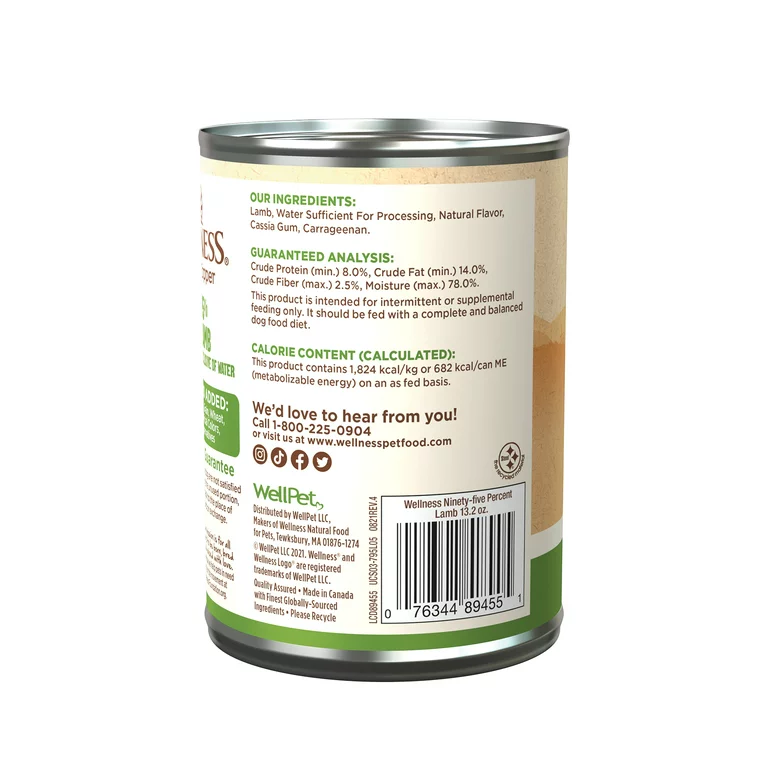 Wet Dog Food Wellness Lamb Recipe 13.2oz Daily Meals Premium - detail view