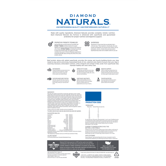 Diamond Naturals Adult Beef Meal & Rice Dry Dog Food (40lb) - detail view