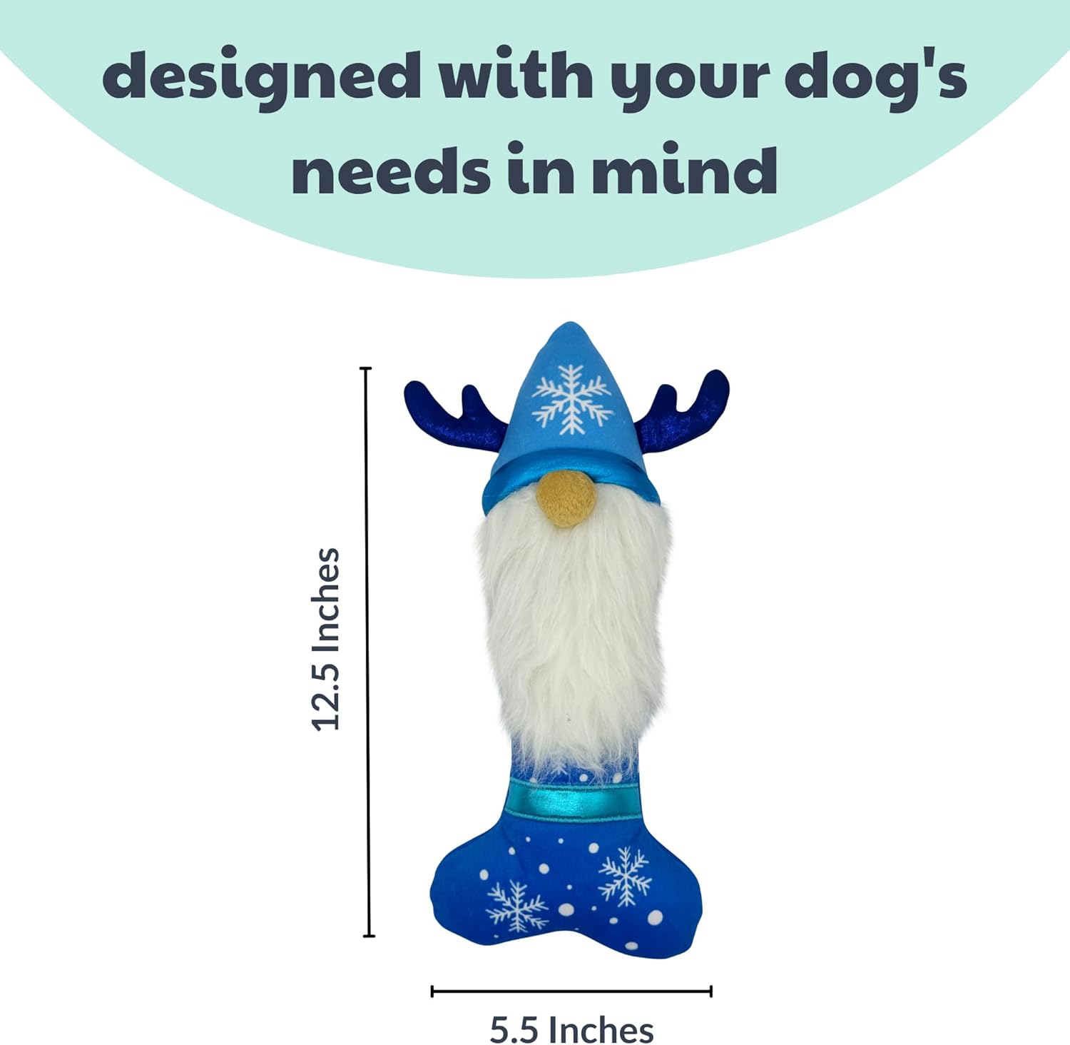 Huxley Kent Dog Power Plush Frosty Gnome Bone Interactive - lifestyle view