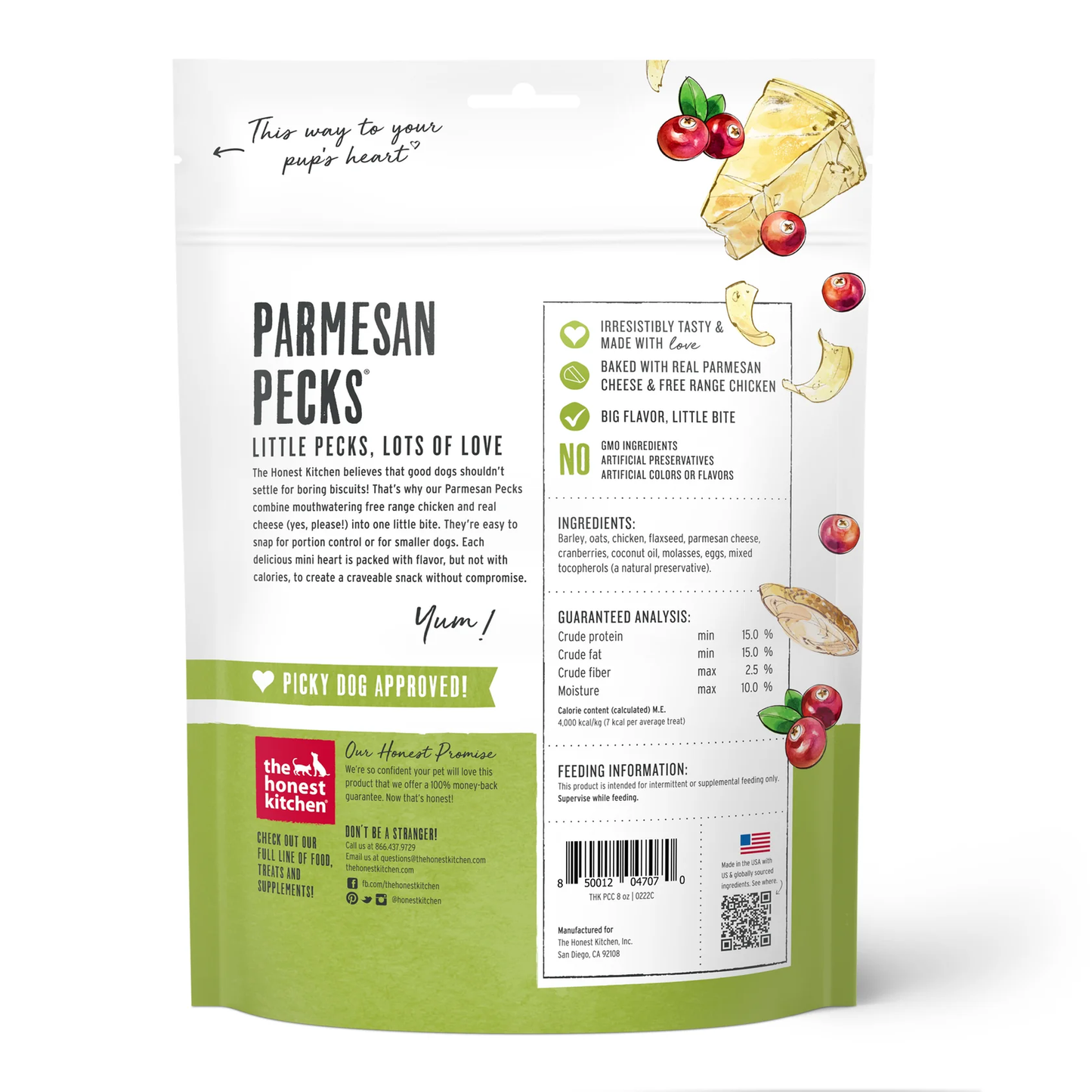 Honest Kitchen Parmesan Pecks Chicken And Cranberry Dog 8Oz - detail view