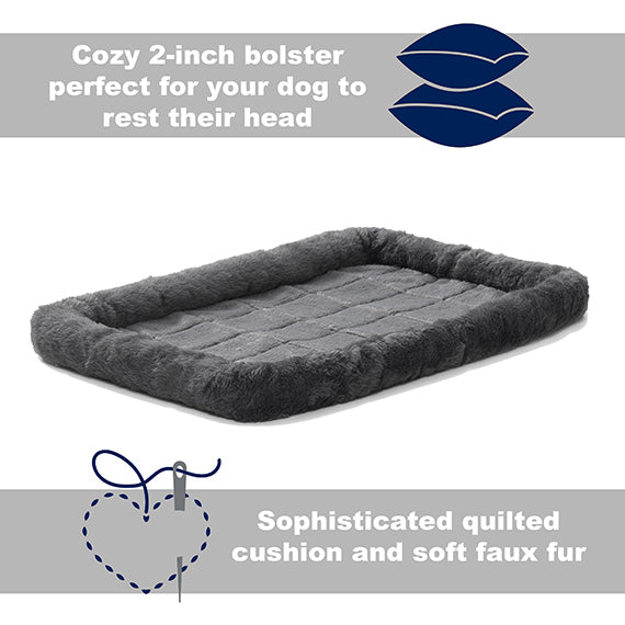 Midwest Quiettime Sheepskin Pet Bed Gray 48X30 Washable Pet - close up view